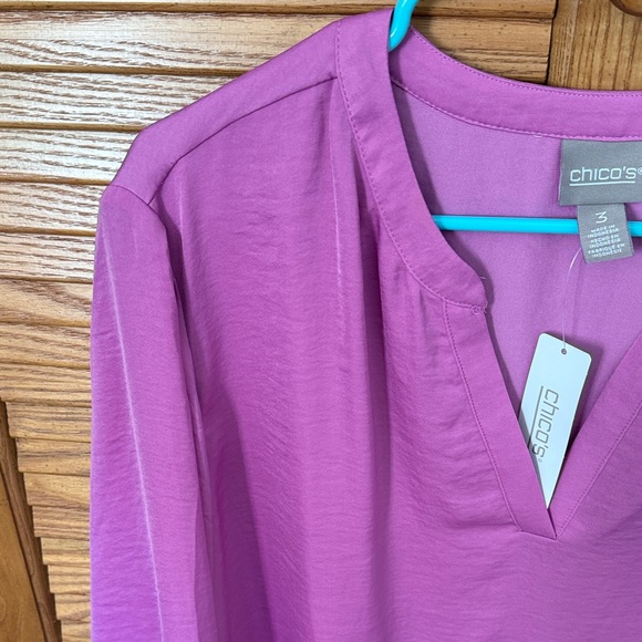 NWT 🌸 Chico's Vibrant Pink Blouse Size 3 (XL) - Picture 4 of 8